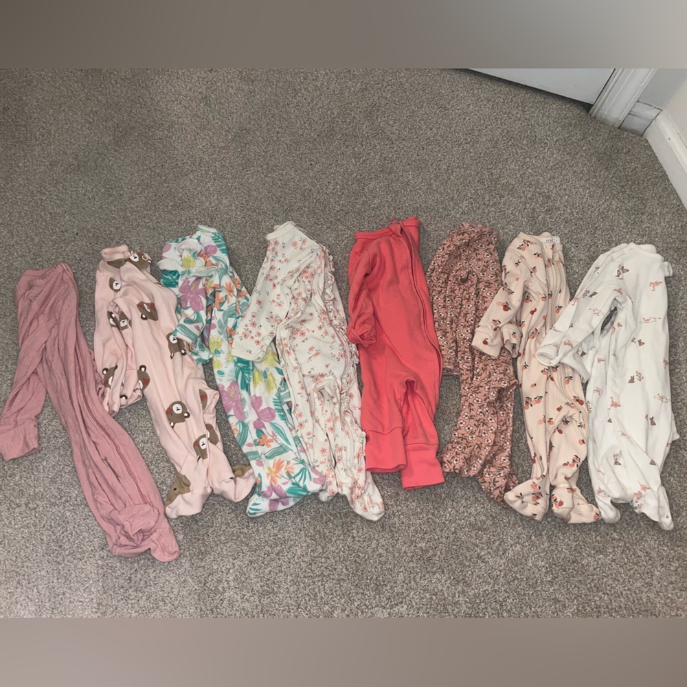 Bundle Baby sleepers in Pink and Floral Patterns